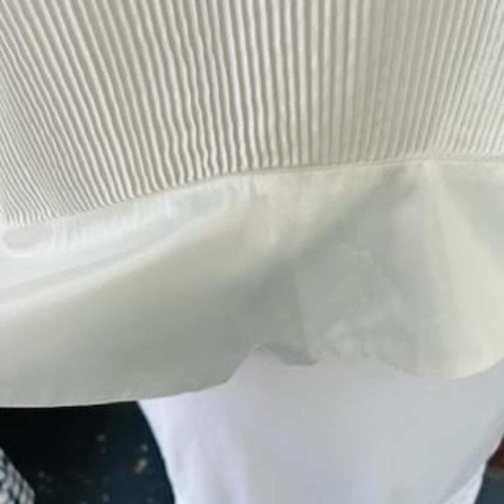 VTG NICOLA White Embellished Blouse Women’s 12 White Pearls Pleated Elegant - Picture 8 of 10